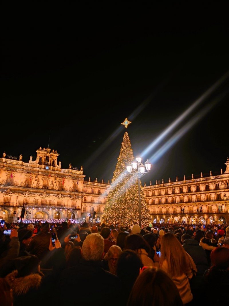 Salamanca - Plaza Mayor - maping k zahájení Vánoc s rozsvícením stromečku